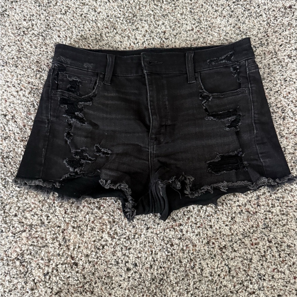 American Eagle Women’s Black Distressed Denim Shorts